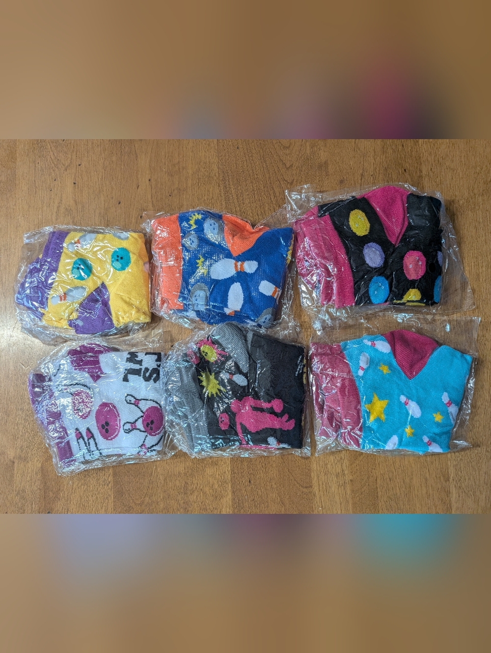 3/$14 Women's Bowling Themed Patterned Socks